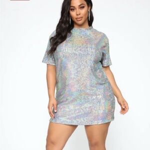 Steve Madden | Dresses | Fashion Nova Making Memories Tshirt Dress Hologram  X Nwt Shine On | Poshmark